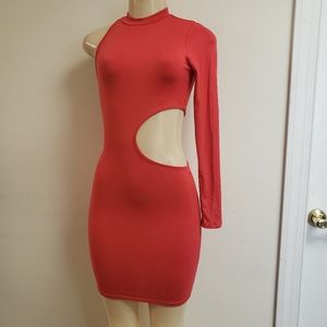Red one shoulder dress